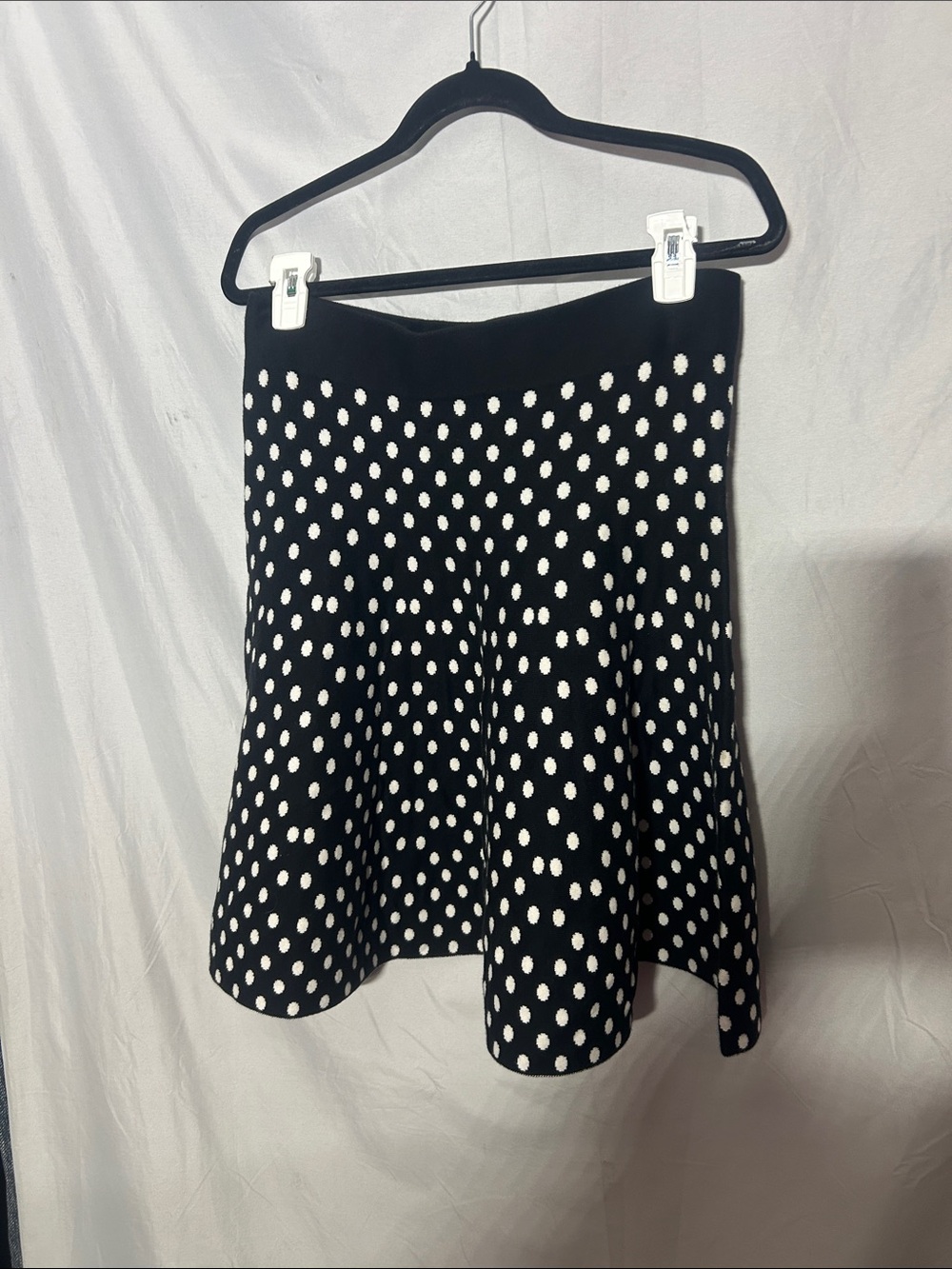 Maeve Black Skater Skirt with White Polka Dots